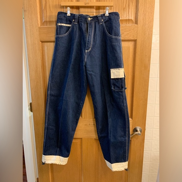Vintage 90’s Platinum Nova Jeans 36X31 Blue Denim Drawstring Ankle Hip Hop Pants - Picture 9 of 10